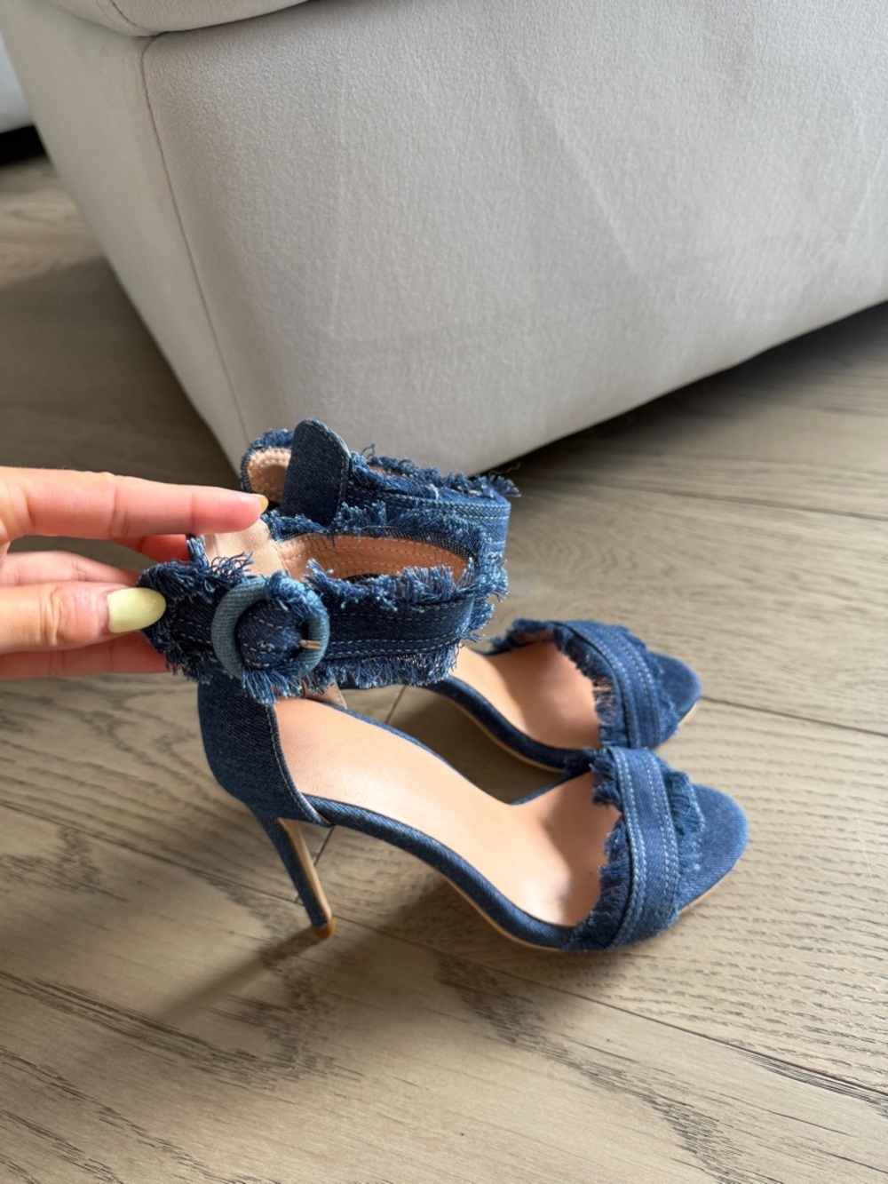 Denim high heels